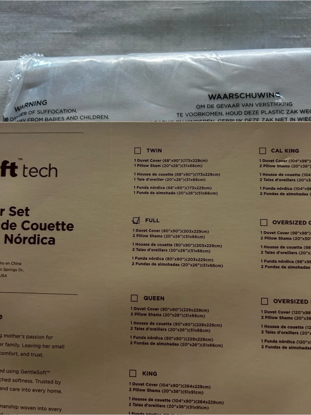Bedsure GentleSoft Tech Duvet Cover - White Full Size, Soft Polyester.